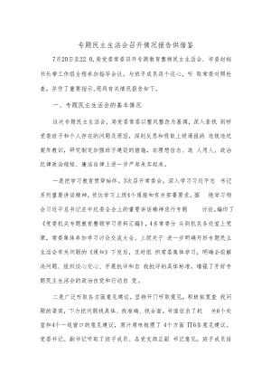 专题民主生活会召开情况报告供借鉴.docx