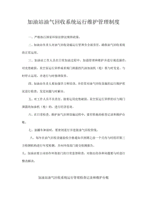加油站油气回收治理设施日常管理制度及检查维护台账(模板).docx