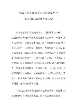 建设好市场监管协同执法办案平台提升执法效能和办案质量.docx