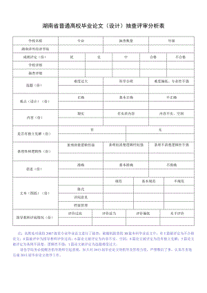 湖南省普通高校毕业论文设计抽查评审分析表.docx