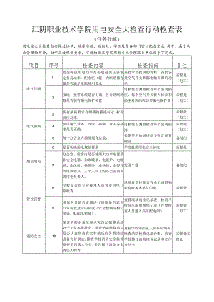 江阴职业技术学院用电安全大检查行动检查表.docx