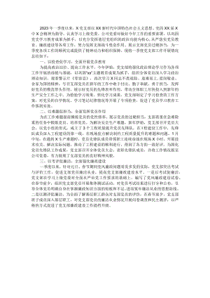 国企党支部2023年第一季度党建工作总结.docx