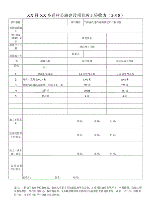 乡村公路建设项目竣工验收表.docx