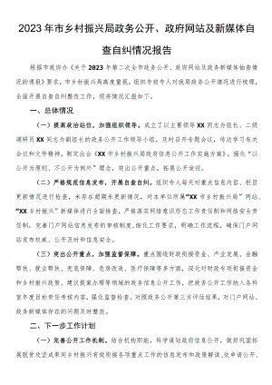 2023年市乡村振兴局政务公开、政府网站及新媒体自查自纠情况报告.docx