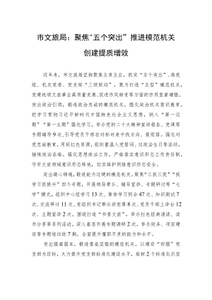 市文旅局：聚焦“五个突出” 推进模范机关创建提质增效（20230703）.docx