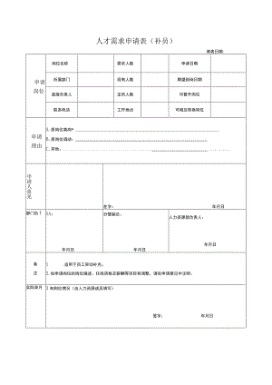 人才需求申请表（补员）.docx