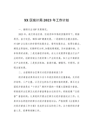 XX区统计局2023年工作计划.docx