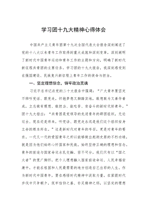 学习贯彻团十九大精神心得体会范文四篇.docx