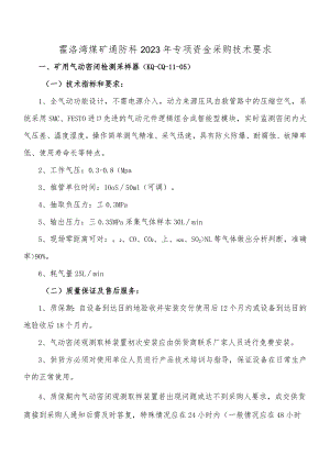霍洛湾煤矿通防科2023年专项资金采购技术要求.docx