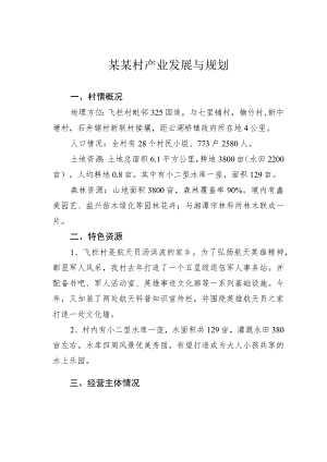某某村产业发展与规划.docx