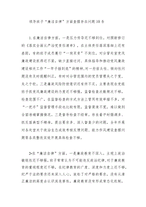 领导班子“廉洁自律”方面查摆存在问题10条（2023年主题教育专题民主生活会）.docx