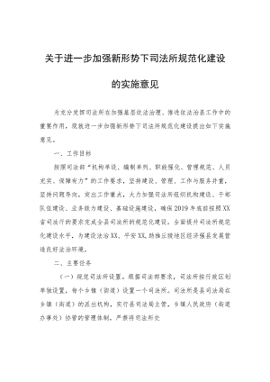 关于进一步加强新形势下司法所规范化建设的实施意见.docx