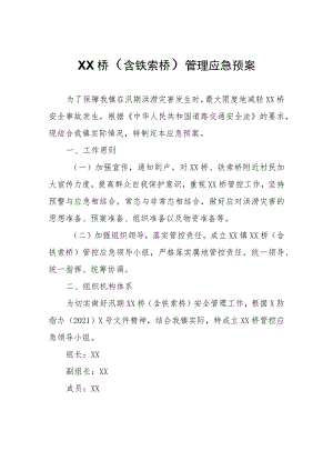 XX桥（含铁索桥）管理应急预案.docx