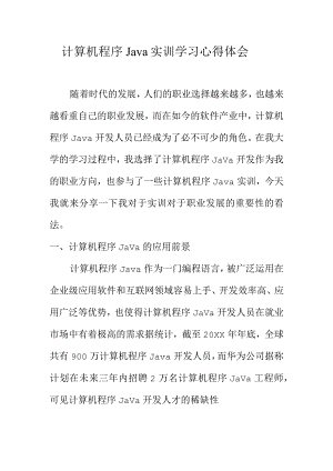 计算机程序Java实训学习心得体会.docx