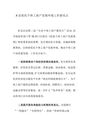 X县优化个体工商户发展环境工作新亮点.docx