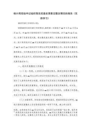 统计局党组书记组织落实巡查反馈意见整改情况的报告.docx