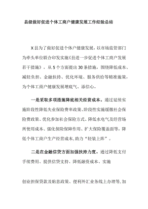 县级做好促进个体工商户健康发展工作经验总结.docx