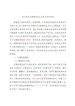 班子成员主题教育民主生活会发言材料.docx