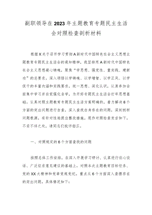 副职领导在2023年主题教育专题民主生活会对照检查剖析材料.docx