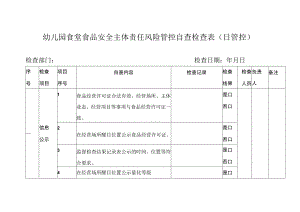 幼儿园食堂食品安全主体责任风险管控自查检查表（日管控）.docx
