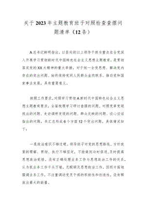 （12条）在2023年主题教育班子对照检查查摆问题清单.docx