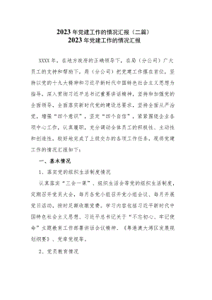 2023年党建工作的情况汇报(二篇).docx