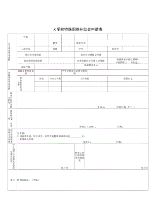 大学特殊困难补助金申请表(实用模板).docx