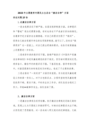 “廉政自律”方面个人查摆存在问题27条.docx