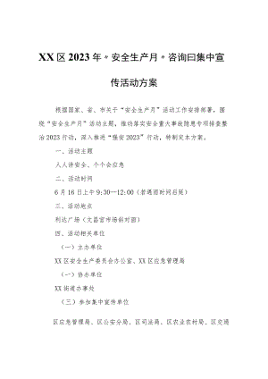 XX区2023年“安全生产月”咨询日集中宣传活动方案.docx