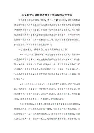 2023水务局党组巡察整改督查工作落实情况的报告.docx