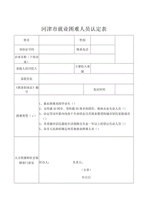 河津市就业困难人员认定表.docx