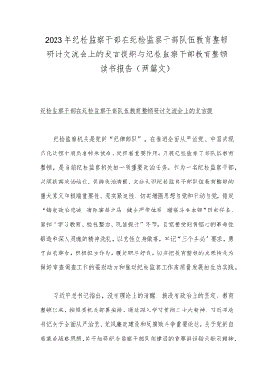 2023年纪检监察干部在纪检监察干部队伍教育整顿研讨交流会上的发言提纲与纪检监察干部教育整顿读书报告（两篇文）.docx