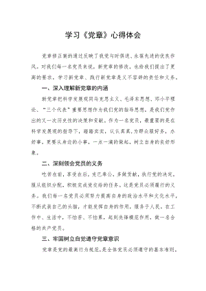 2023七一学习新《党章》心得体会.docx