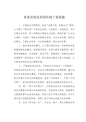 某某市优化营商环境十条措施.docx