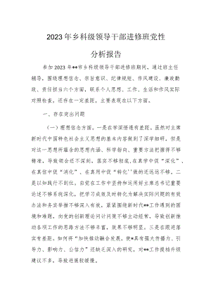 2023年乡科级领导干部进修班党性分析报告.docx