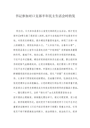 书记参加对口支部半年民主生活会时的发言.docx