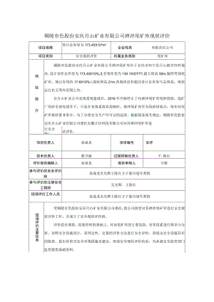 铜陵有色股份安庆月山矿业有限公司禅冲尾矿库现状评价.docx