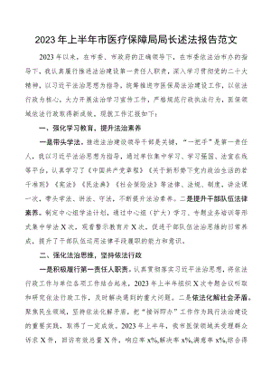 2023年上半年市医疗保障局局长个人述法报告.docx