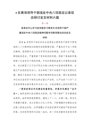 6名青海领导干部违反中央八项规定以案促改研讨发言材料六篇.docx
