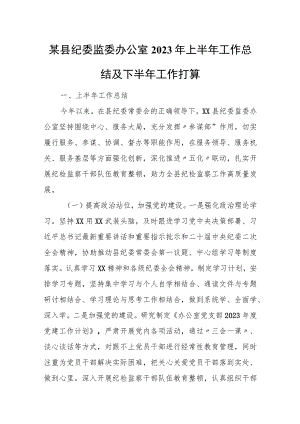 某县纪委监委办公室2023年上半年工作总结及下半年工作打算.docx