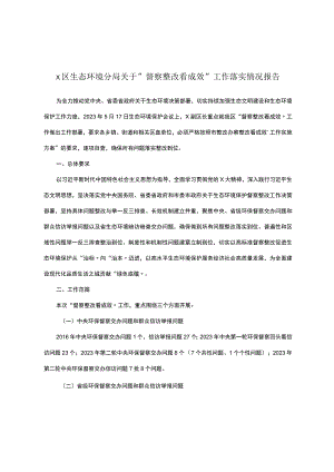 x区生态环境分局关于＂督察整改看成效＂工作落实情况报告.docx