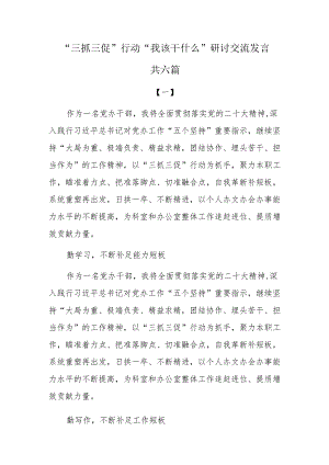 “三抓三促”行动“我该干什么”研讨交流发言共六篇.docx