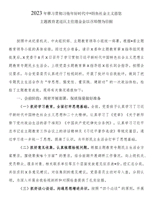 2023年主题专题教育民主生活会会议召开情况通报.docx