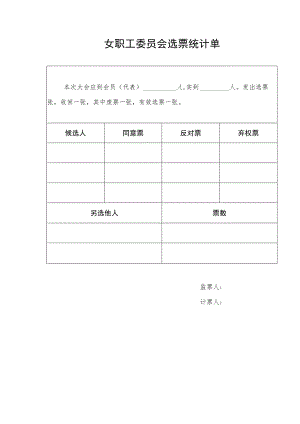 （工会换届）女职工委员会选票统计单.docx