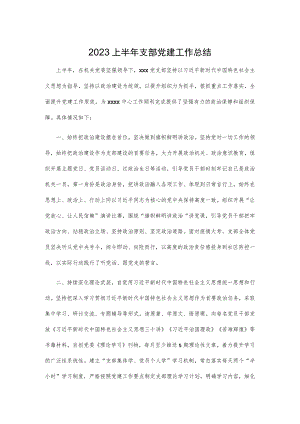 2023上半年支部党建工作总结.docx