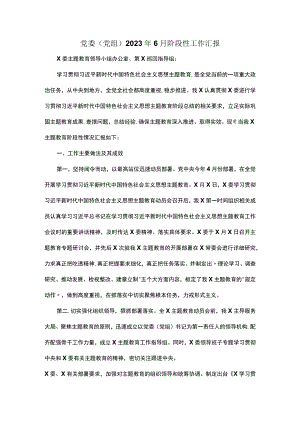 党委（党组）2023年6月阶段性工作汇报.docx