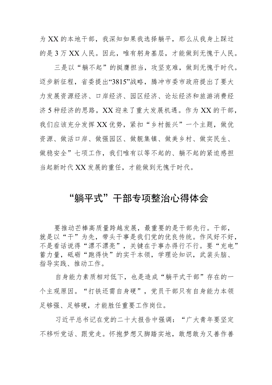 2023年乡镇关于“躺平式”干部专项整治的心得体会十篇汇编.docx_第3页