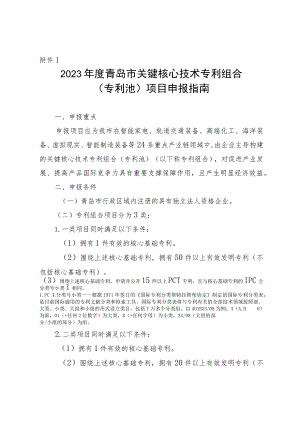2023年度青岛市关键核心技术专利组合（专利池）项目申报指南.docx