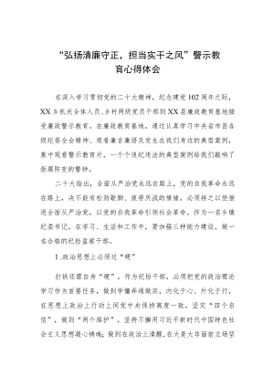 党员干部2023年“弘扬清廉守正担当实干之风”警示教育学习体会发言稿八篇.docx