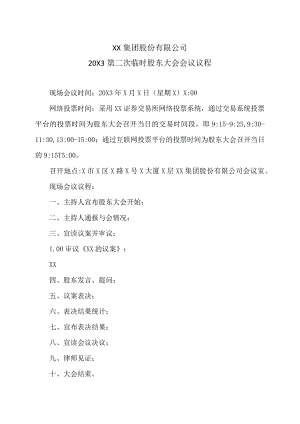 XX集团股份有限公司20X3第二次临时股东大会会议议程.docx